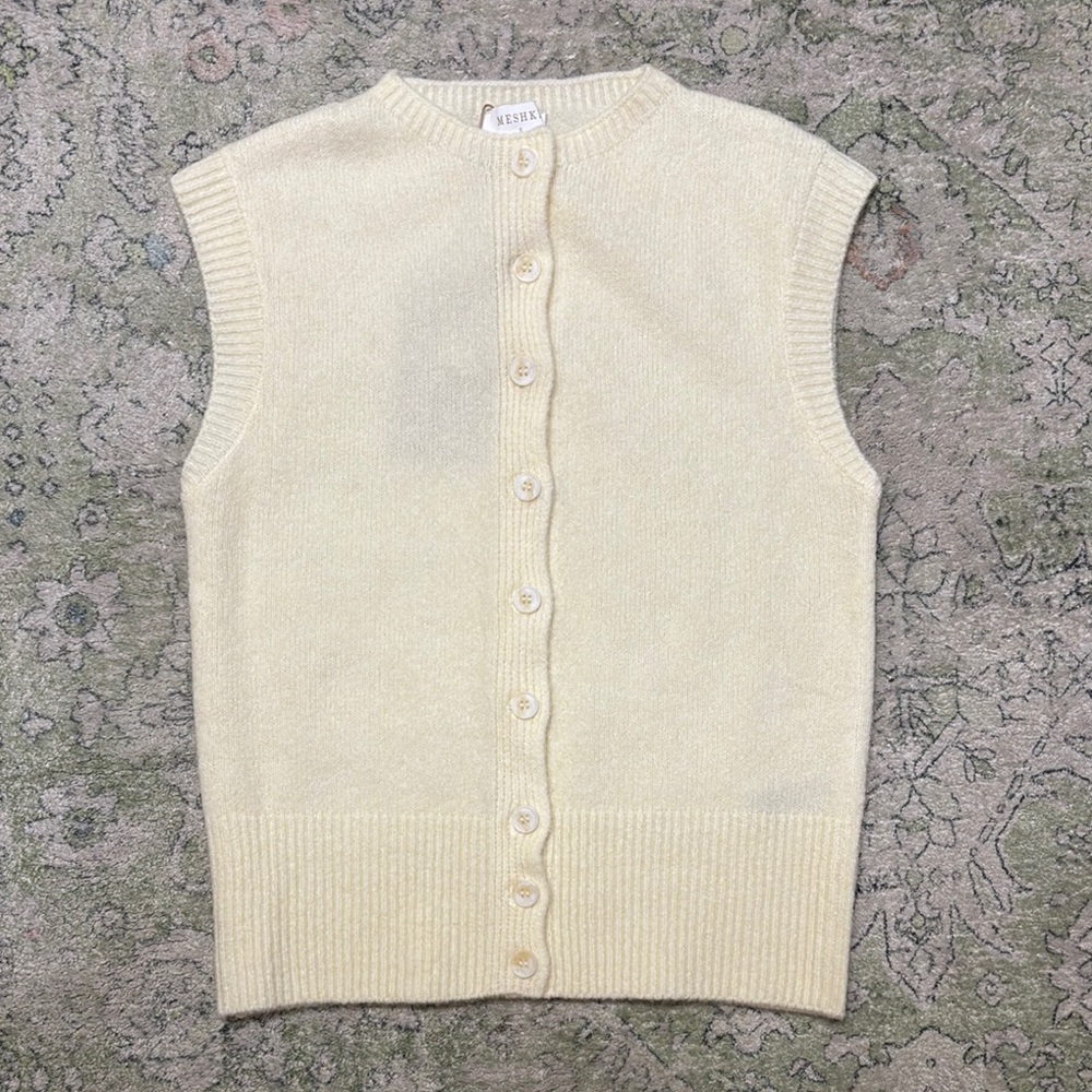 Meshki Cream Sleeveless Button-Up Sweater Vest